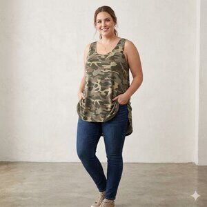 Zanana Camo Tank Top NWT Women’s Plus Size 2X XXL Sleeveless Casual Top Stretchy